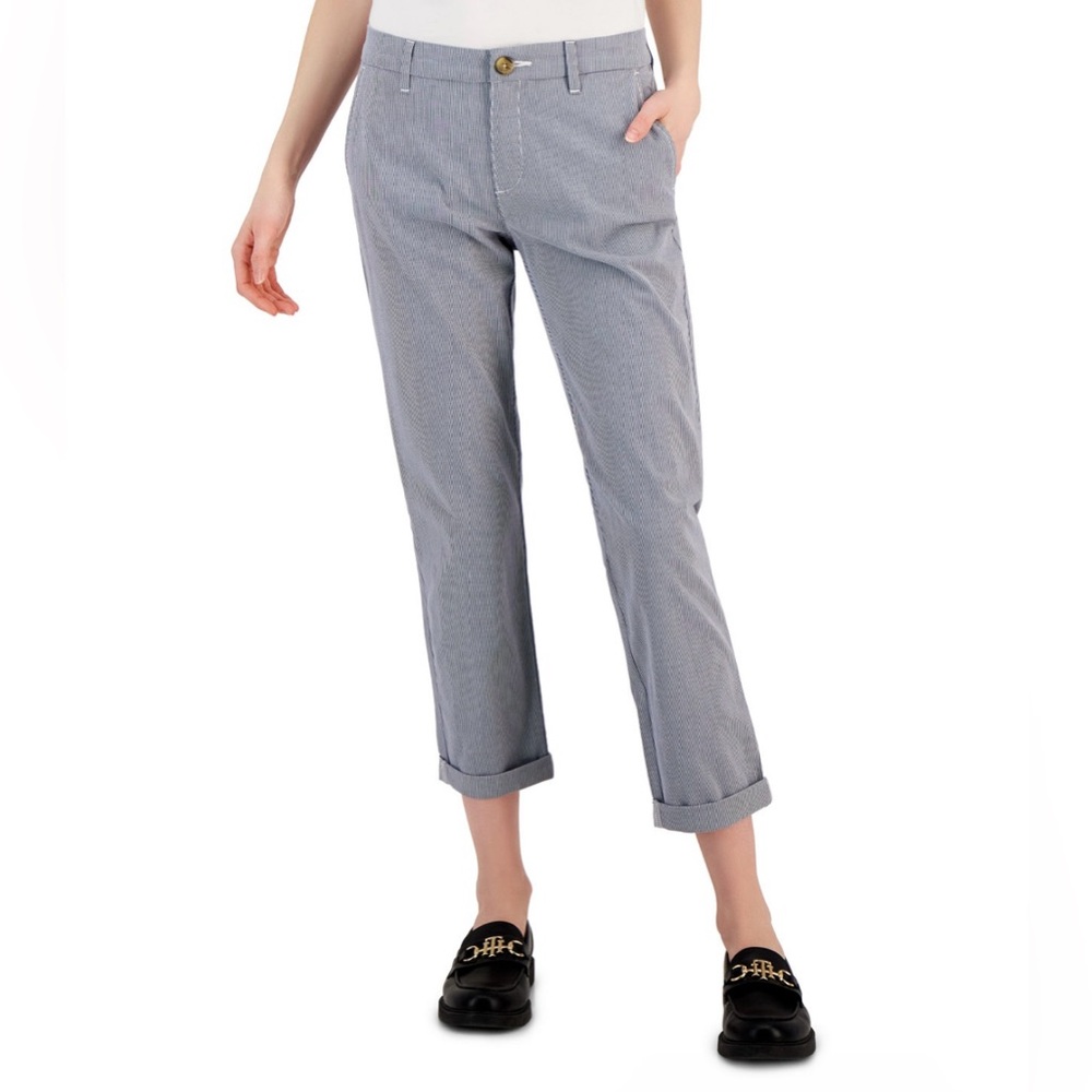 Tommy Hilfiger Hampton Stretch Slim Chino Blue White Striped Size 4
